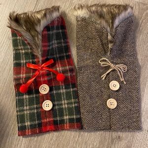 Christmas Fur Collar Wine Bottle Cover Set